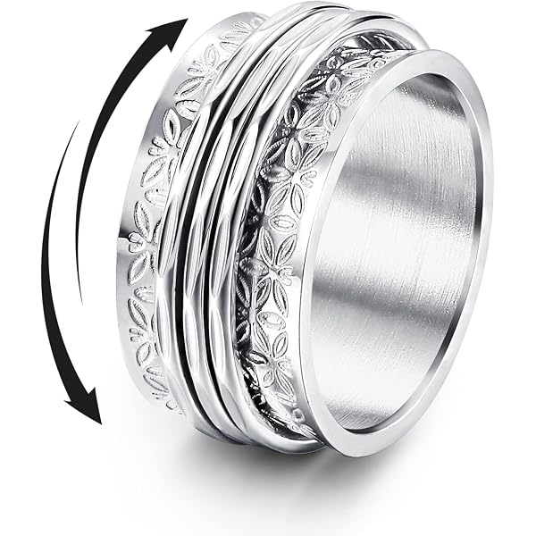 Stainless Steel Finish Purity Ring Carved I Feel You Even When I